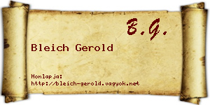 Bleich Gerold névjegykártya